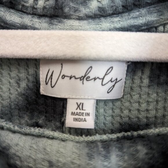 Wonderly mint green and black tie dye waffle knit cowl neck long sleeve XL EUC - Picture 4 of 10